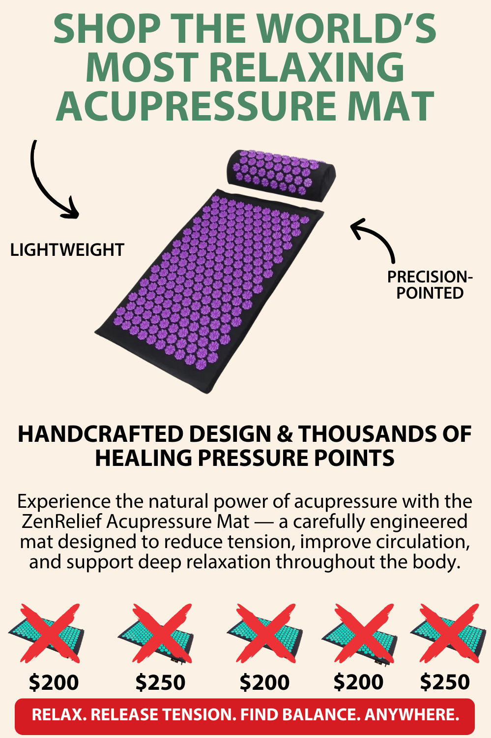 ZenRelief Pain Relief Acupressure Mat