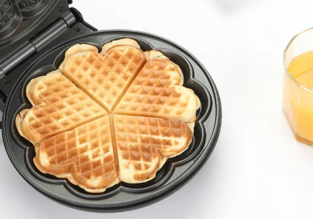 Crispella Heart Waffle Maker – 1000W Stainless Steel